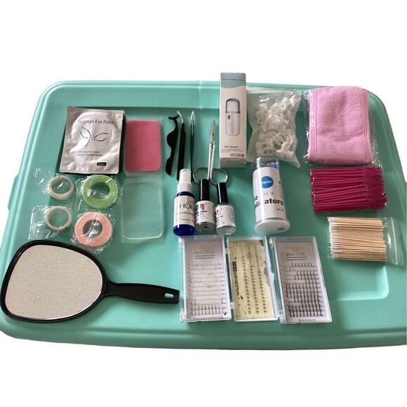 Lot of Lash Extension Supplies Kit Tweezers Mister Bonder Eye Pads Esthetics Est - Picture 1 of 13